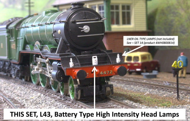 Detailed BR Battery Type High Intensity Head Lamps (kit L43) - WITH CRYSTALS - OO Gauge (Pack of 6)