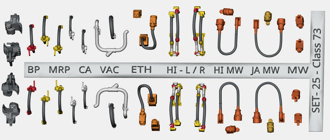 Detailed Pipes and Cables for a Class 73 Locomotive - OO Gauge (SET 25)
