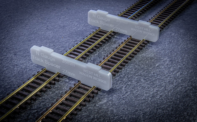 N Gauge Track Guide Templates - 27mm/35mm Track Centre Spacers (Code 55/80)