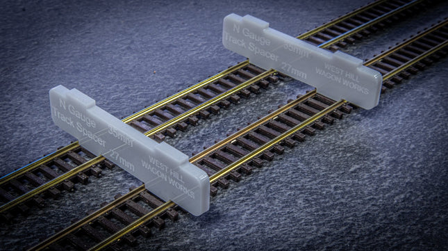 N Gauge Track Guide Templates - 27mm/35mm Track Centre Spacers (Code 55/80)