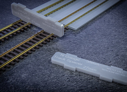 N Gauge Track Guide Templates - 27mm/35mm Track Centre Spacers (Code 55/80)