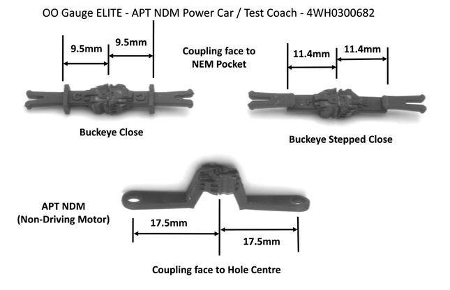 Hunt Magnetic Couplings ELITE - Coupling Pack For Hornby NDM Power Car - OO Gauge