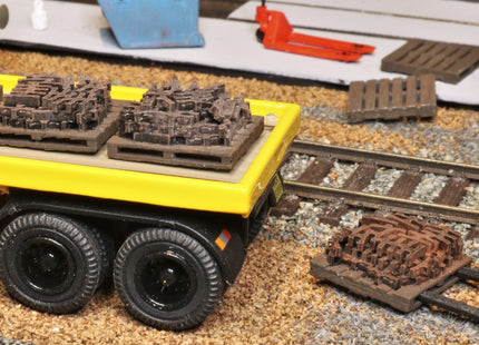 Detailed Pallets with Brake Blocks - HO Scale (1:87) - Pack of 6