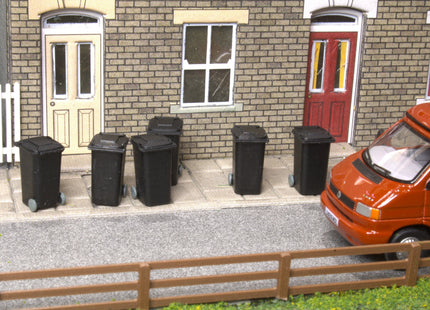 Wheelie Bins - HO Scale (1:87) Pack of 6