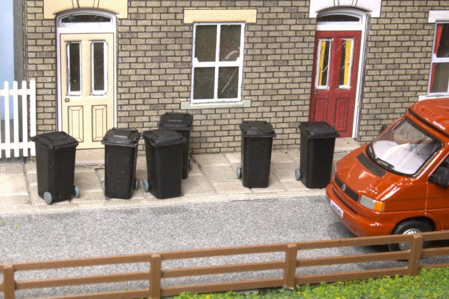 Wheelie Bins - HO Scale (1:87) Pack of 6