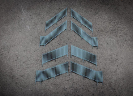 Palisade Fencing - Incline Section Pack of 8 (incl. 22deg and 45deg) - HO Scale (1:87)