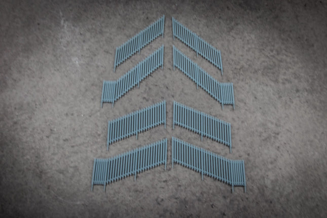 Palisade Fencing - Incline Section Pack of 8 (incl. 22deg and 45deg) - HO Scale (1:87)