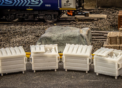 Detailed Trade Waste Bins - HO Scale (1:87) - Pack of 4