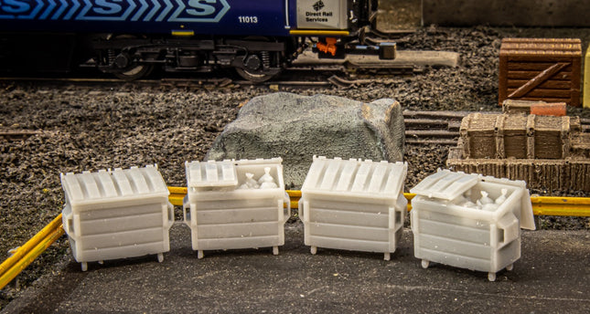 Detailed Trade Waste Bins - HO Scale (1:87) - Pack of 4