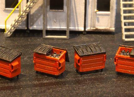 Detailed Trade Waste Bins - HO Scale (1:87) - Pack of 4