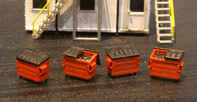 Detailed Trade Waste Bins - HO Scale (1:87) - Pack of 4
