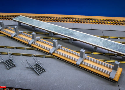 Concrete Depot Access Platforms Including Pipework & Steps (480mm Total length) - OO Gauge