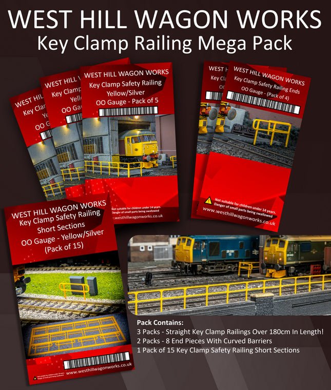 Yellow Key Clamp Railing Mega Pack - OO Gauge