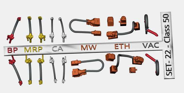 Detailed Pipes and Cables for a Class 50 Locomotive - OO Gauge (SET 22)