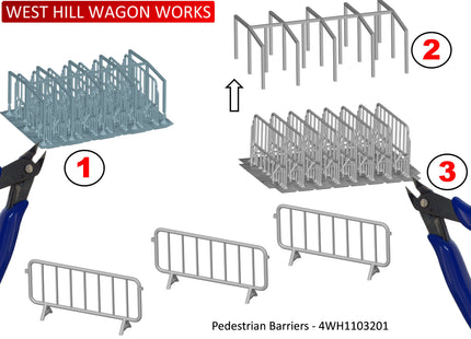 Pedestrian Safety Barriers - OO Gauge (8 Pieces)