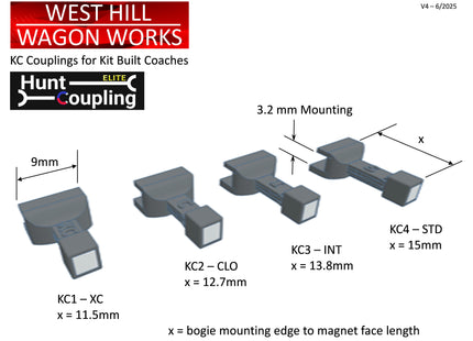 Hunt Magnetic Couplings ELITE - for Kitbuilt or Scratchbuilt Stock - OO Gauge (KC - 4 Options)
