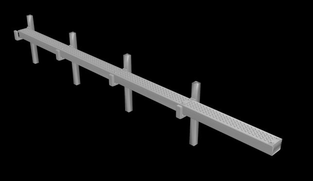 GRC Cable Trunking Raised Straight Sections - TT:120 Scale (Pack of 4)
