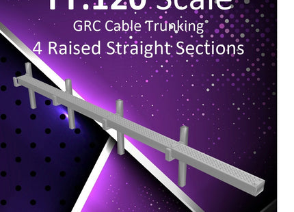 GRC Cable Trunking Raised Straight Sections - TT:120 Scale (Pack of 4)