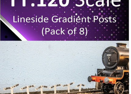 Lineside Gradient Sign Posts - TT:120 Scale (Pack of 8)