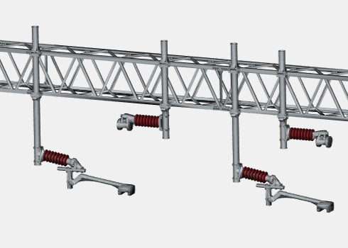 E16-6 - Mk1 OHLE Type A Registration Arms and Catenary Wire Supports Kit for Type A and B Structures (OO Gauge)