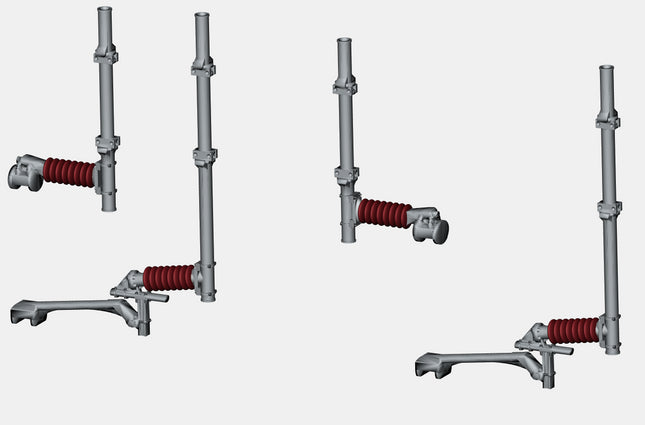 E16-6 - Mk1 OHLE Type A Registration Arms and Catenary Wire Supports Kit for Type A and B Structures (OO Gauge)