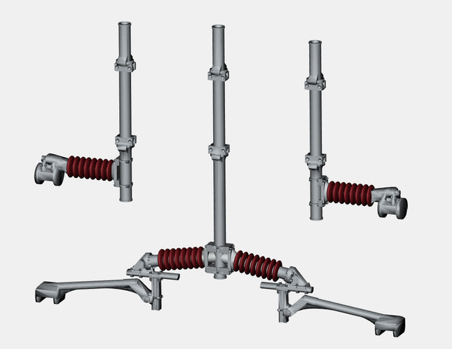 E16-56 - Mk1 OHLE Type E Registration Arm and Catenary Wire Supports Kit for Type E Viaduct Structures (OO Gauge)
