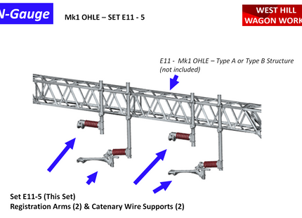 E11-5 - N-Gauge OHLE - Mk1 Registration Arms and Catenary Wire Support ...