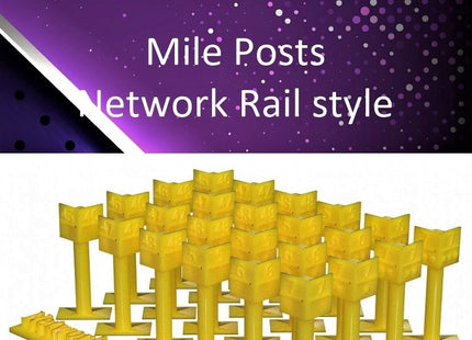 Mile posts - BR / Network Rail style - TT:120 Scale (Pack of 24)