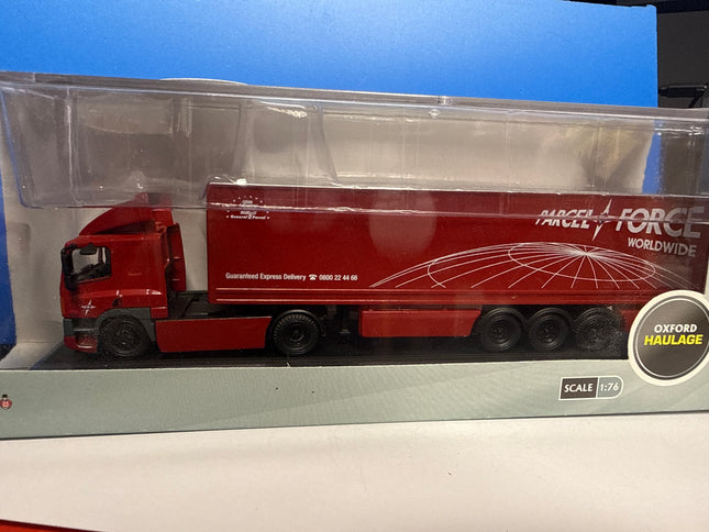 OO Gauge - Oxford Diecast DAF 85 2 Axle 40ft Box Trailer Parcelforce - 1:76 Scale