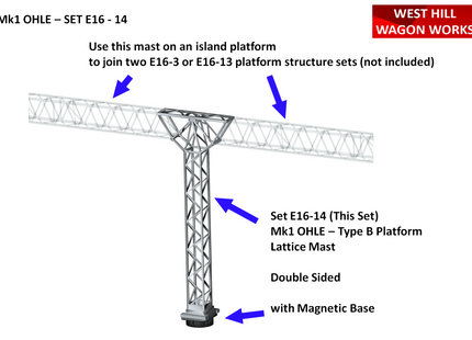 E16-14 - Mk1 OHLE Type B Platform Mast Kit - 1 Double Sided Lattice Mast (OO Gauge)