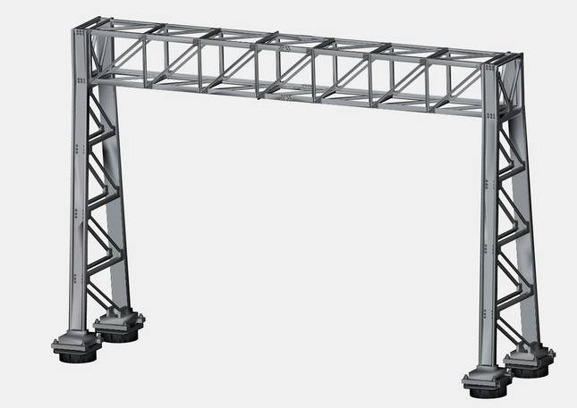 E16-62- Mk1 OHLE Type F Anchor Portal Kit - 2 Masts with 2-Track 130mm Span (OO Gauge)