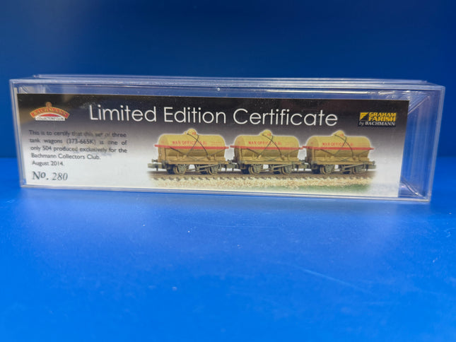 Graham Farish Set Of 14T Tank Wagons - War Office - 373-665K (1004)