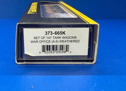 Graham Farish Set Of 14T Tank Wagons - War Office - 373-665K (1004)