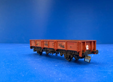 Graham Farish OCA Dropside Open Wagon BR Rail Freight Red Weathered - 377-553 Dummy Tail Lamp Fitted  (1036)