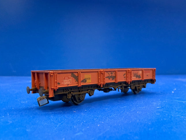 Graham Farish OCA Dropside Open Wagon BR Rail Freight Red Weathered - 377-553 Dummy Tail Lamp Fitted  (1036)