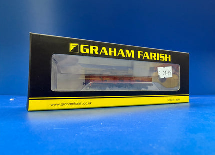 Graham Farish OCA Dropside Open Wagon BR Rail Freight Red Weathered - 377-553 Dummy Tail Lamp Fitted  (1036)