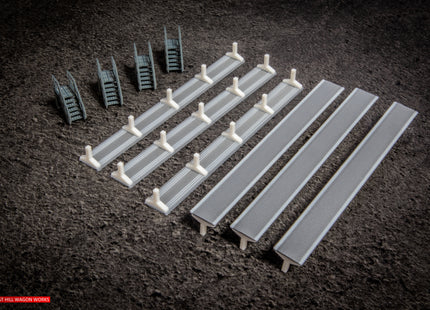 Concrete Depot Access Platforms Including Pipework & Steps (68cm Total length) - N Gauge