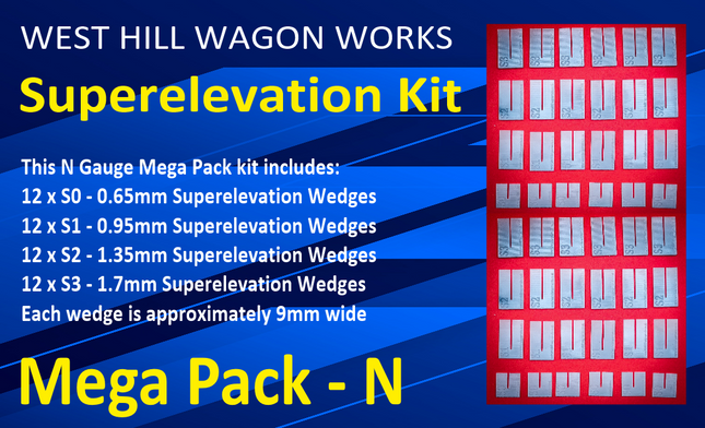 Track Superelevation Kit - Mega Pack - N Gauge Code 55/80