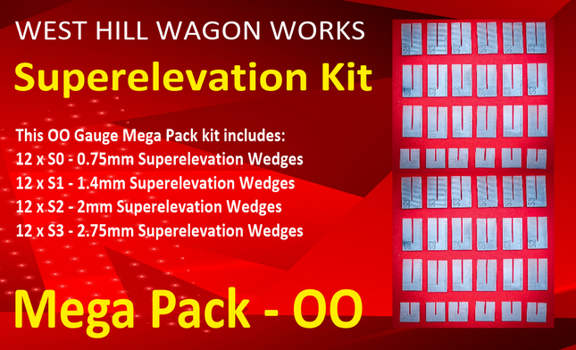 Track Superelevation Kit - Mega Pack - OO Gauge Code 75/100