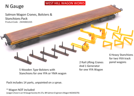 N Gauge Salmon Wagon Cranes, Bolsters and Stanchions Pack for up to 3 Wagons