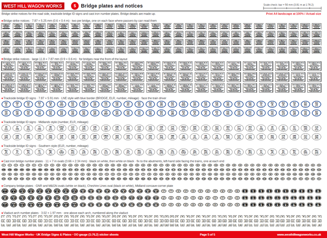 UK Bridge Signs & Plates OO Gauge - Free Download