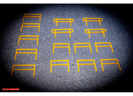 Key Clamp Safety Railing Short Sections - OO Gauge - Yellow/Silver (Pack of 15)